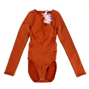 NWT Yitty Nearly Naked Shapewear Long Sleeve Bodysuit Baddest Brown